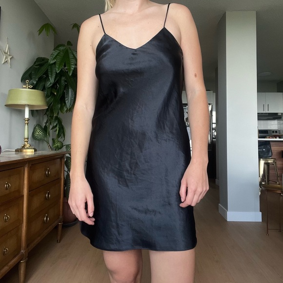 Vintage Black Silk Slip Mini Dress - Picture 3 of 12